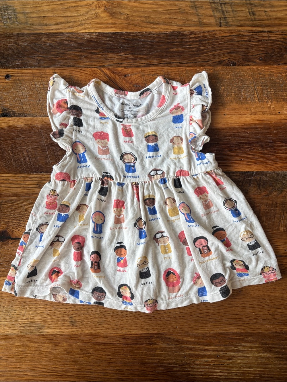 Angel Dear icon White Graphic Ruffle-Sleeve 2T shirt